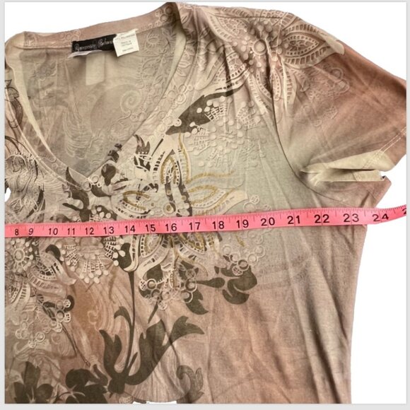 Appropriate Behavior - Smokey Pink Taupe Gold Paisley Tee Size XL (16-18) - Picture 10 of 12